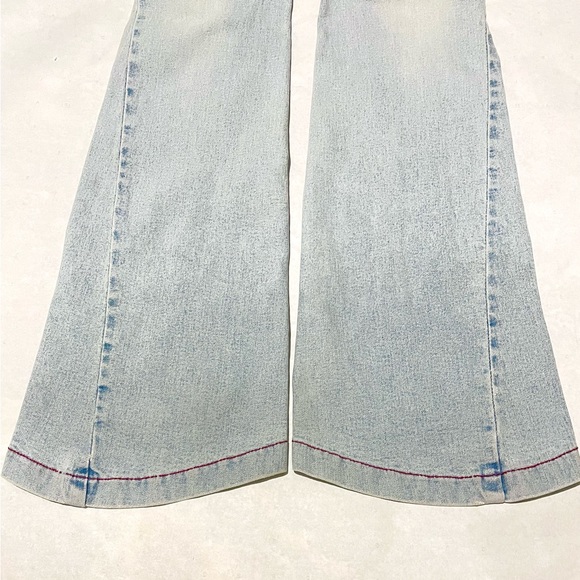 Miss Sixty Y2K Dionne Flared Light Blue Jeans Size 24 red stitching zipper - Picture 4 of 12